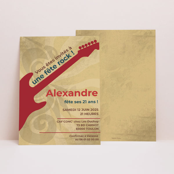 Invitations Anniversaire Adulte Portrait Guitariste photo