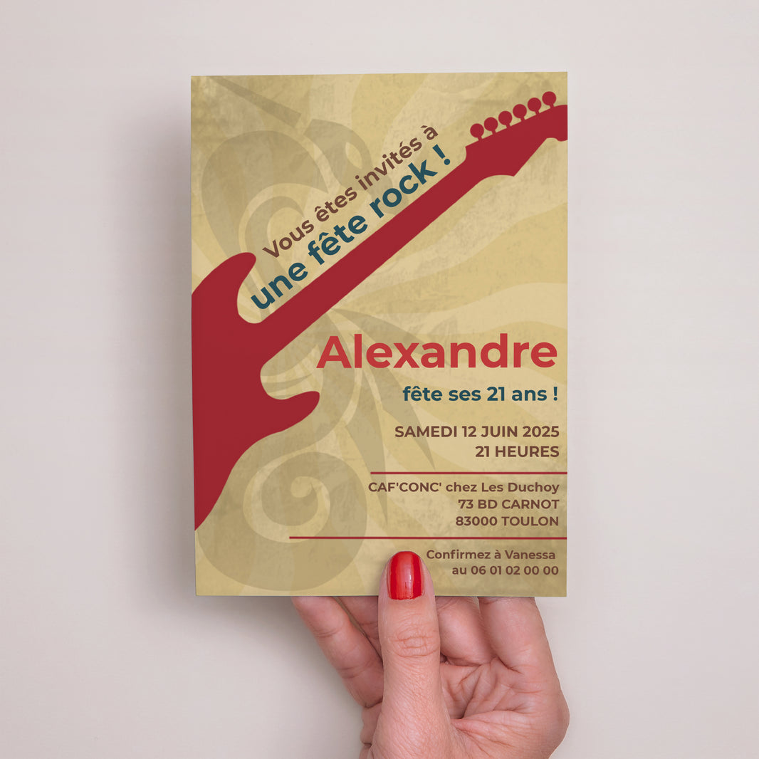 Invitations Anniversaire Adulte Portrait Guitariste photo N° 2