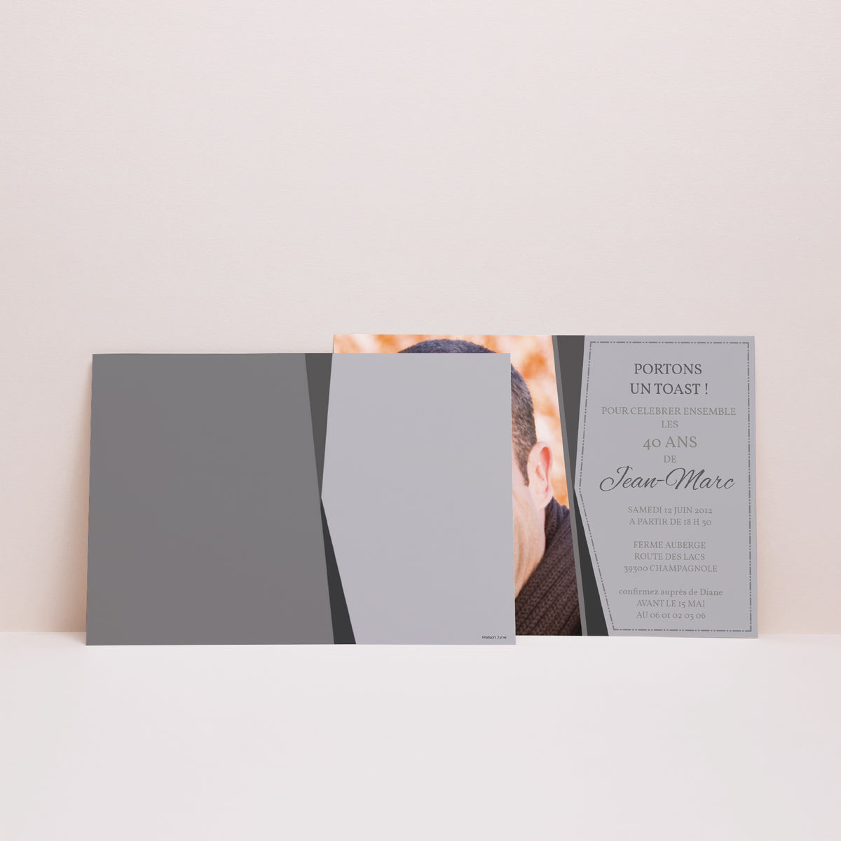 Invitations Anniversaire Adulte Paysage Cadre en argent photo N° 2