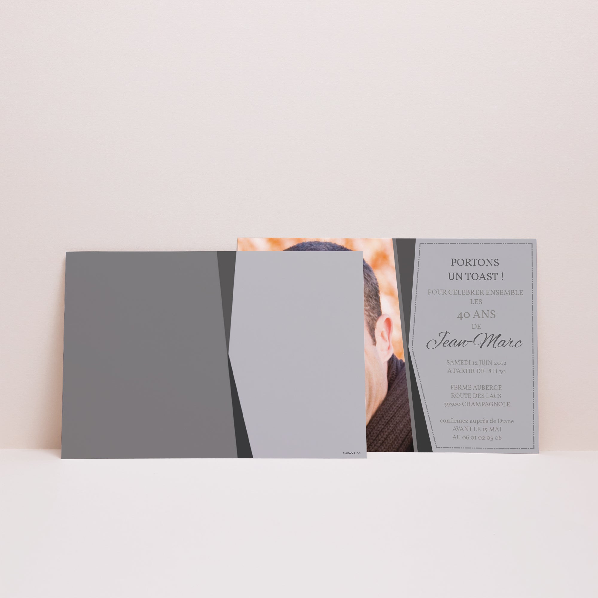 Invitations Anniversaire Adulte Paysage Cadre en argent photo N° 2