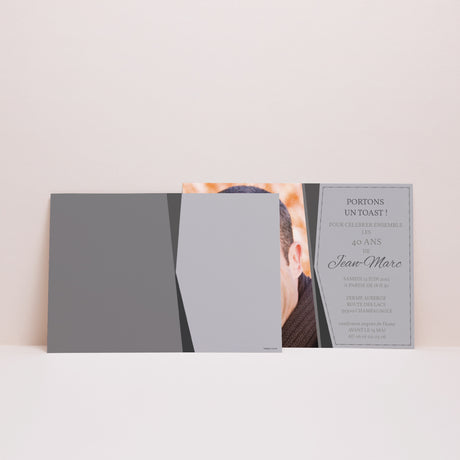 Invitations Anniversaire Adulte Paysage Cadre en argent