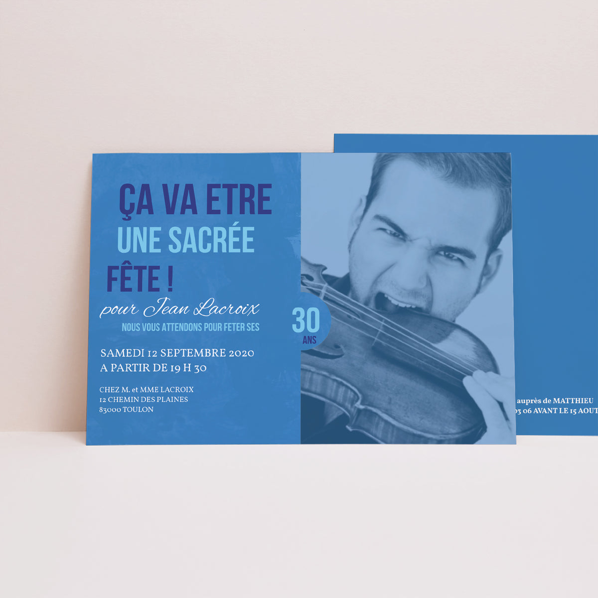 Invitations Anniversaire Adulte Paysage Ombre bleue photo N° 1