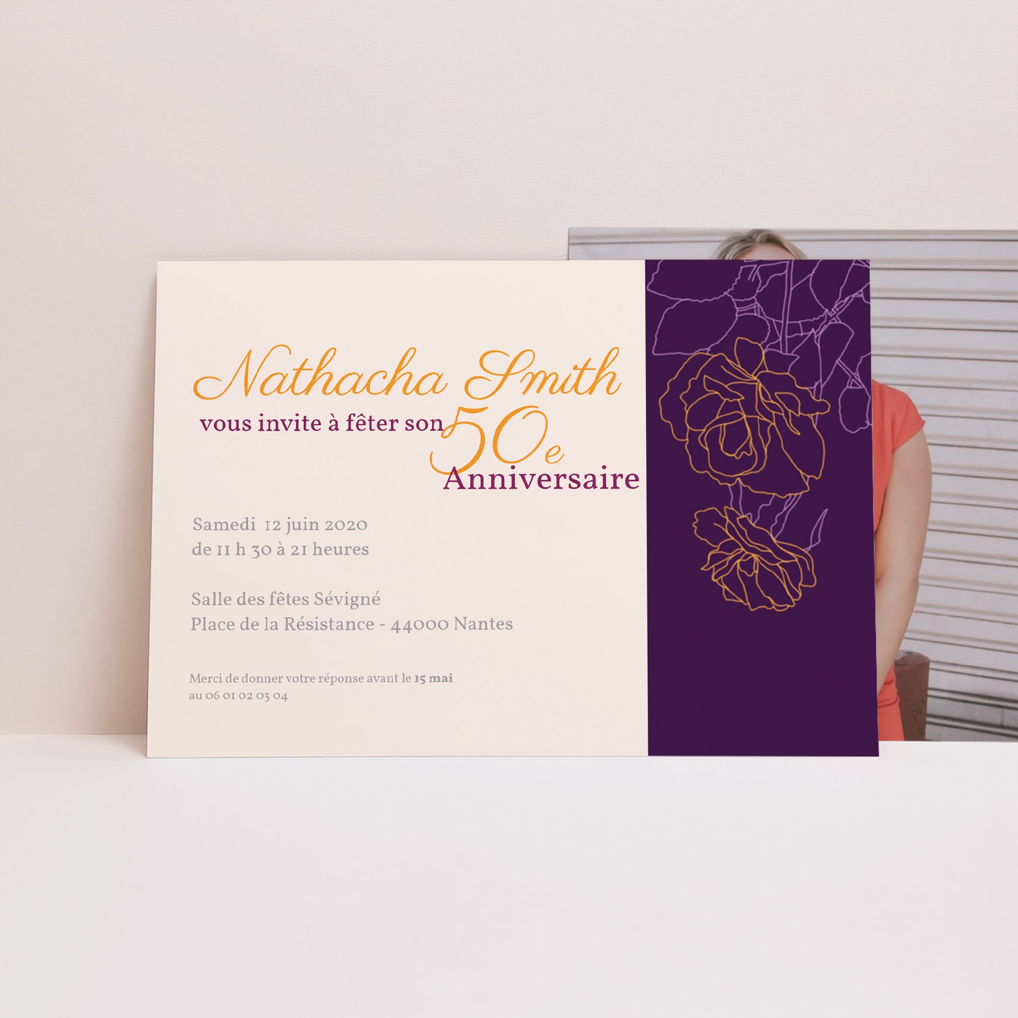 Invitations Anniversaire Adulte Paysage Violine photo N° 1