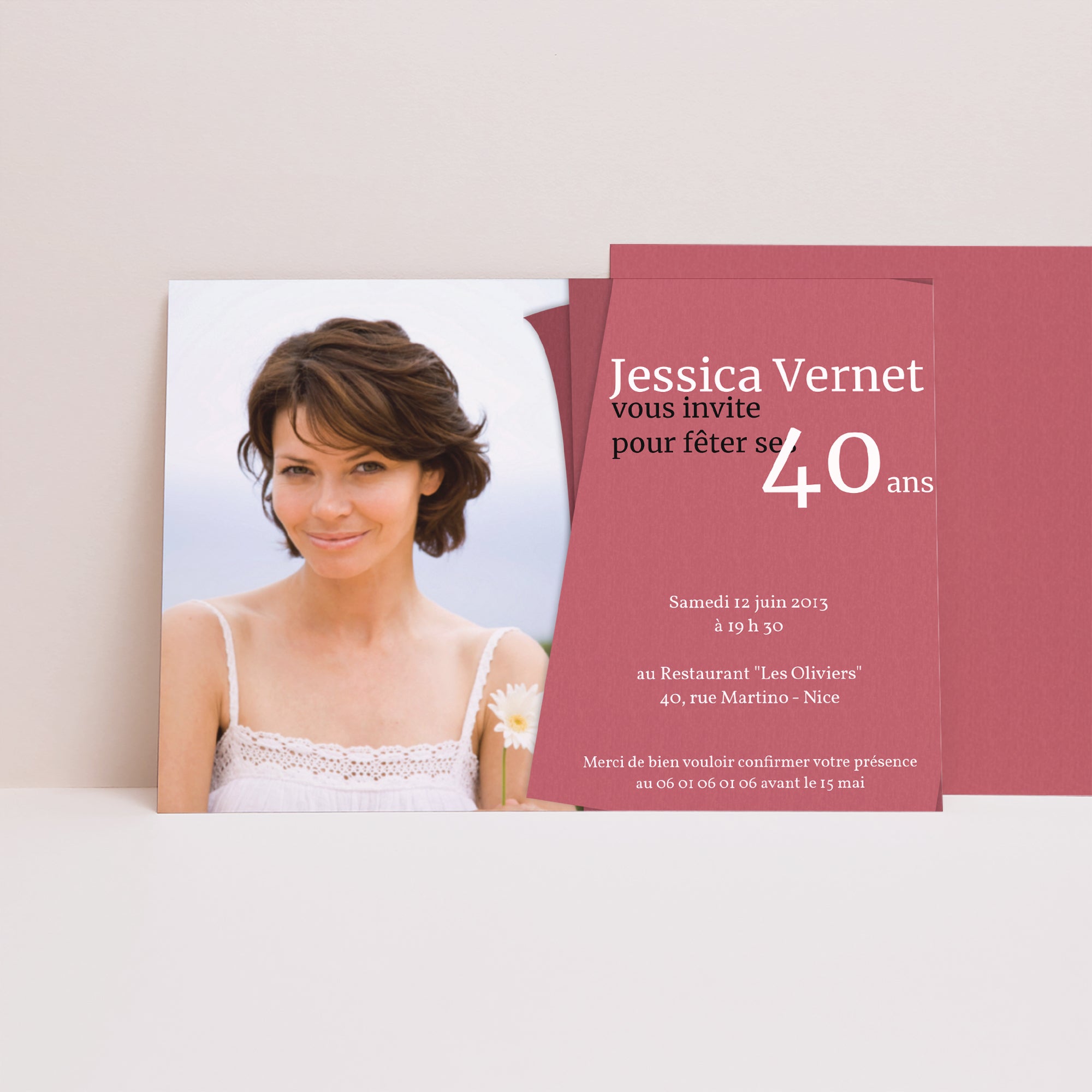 Invitations Anniversaire Adulte Paysage Rose-thé photo N° 1