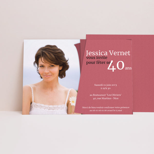 Invitations Anniversaire Adulte Paysage Rose-thé photo