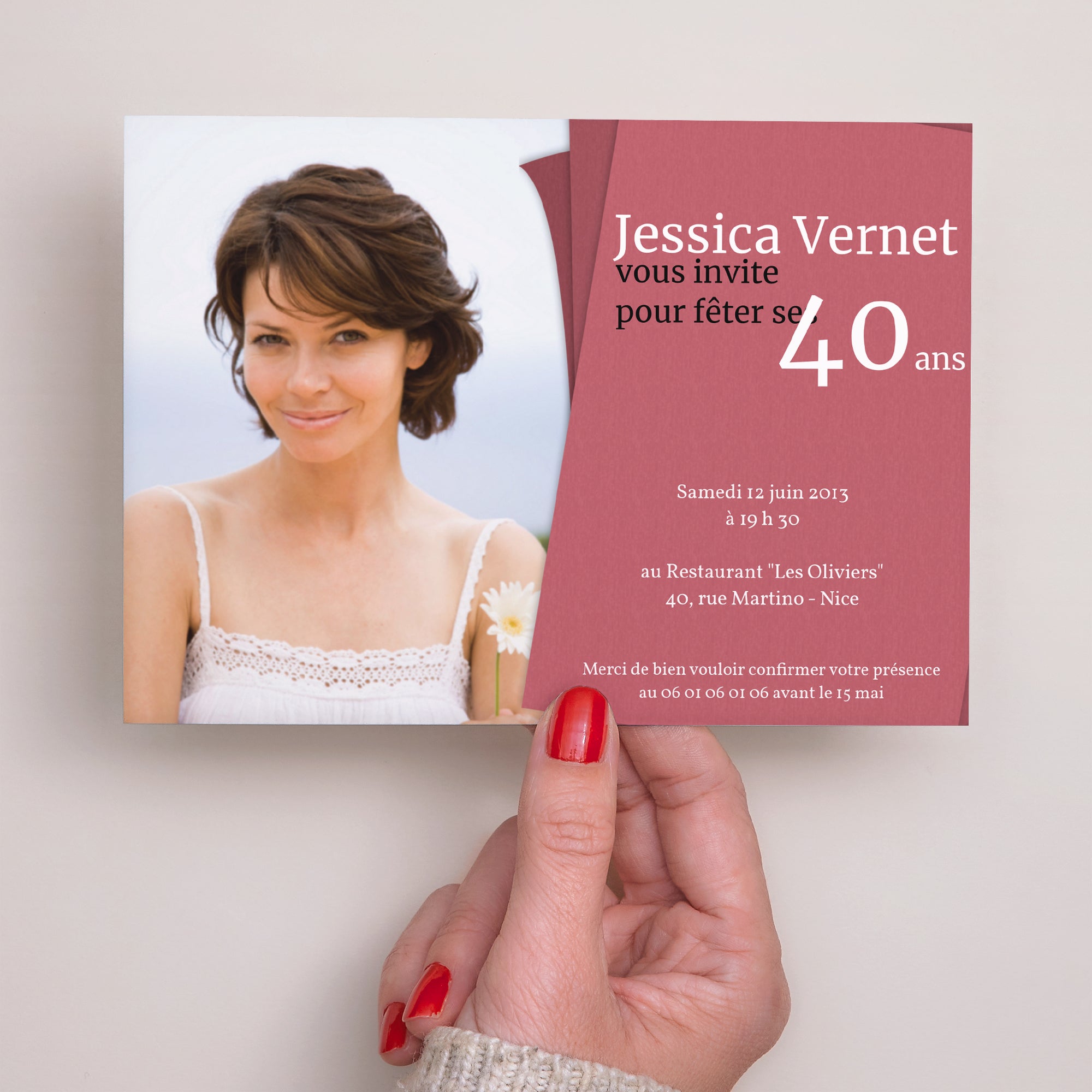Invitations Anniversaire Adulte Paysage Rose-thé photo N° 3