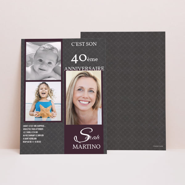 Invitations Anniversaire Adulte Portrait Star du Jour photo