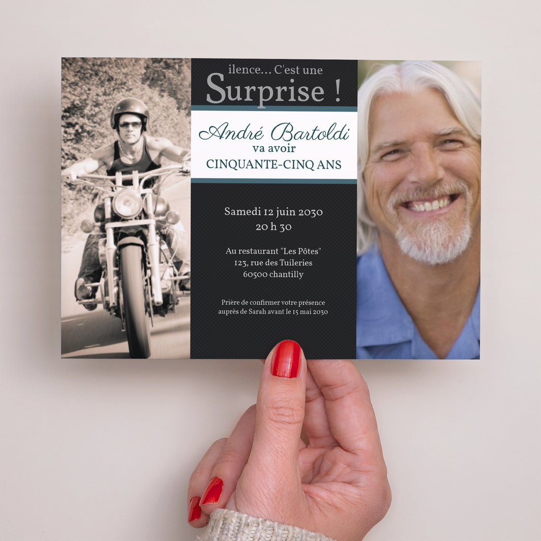 Invitations Anniversaire Adulte Portrait Super Surprise photo N° 3