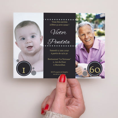 Invitations Anniversaire Adulte Portrait Au fil des ans photo N° 3