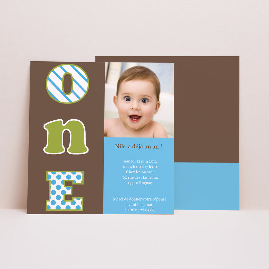 Invitations Anniversaire Enfant Carré Numéro UN photo