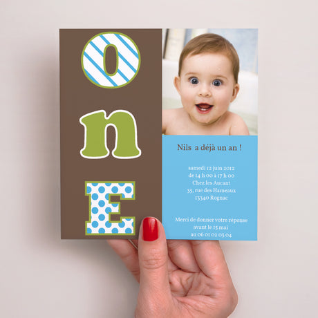 Invitations Anniversaire Enfant Carré Numéro UN