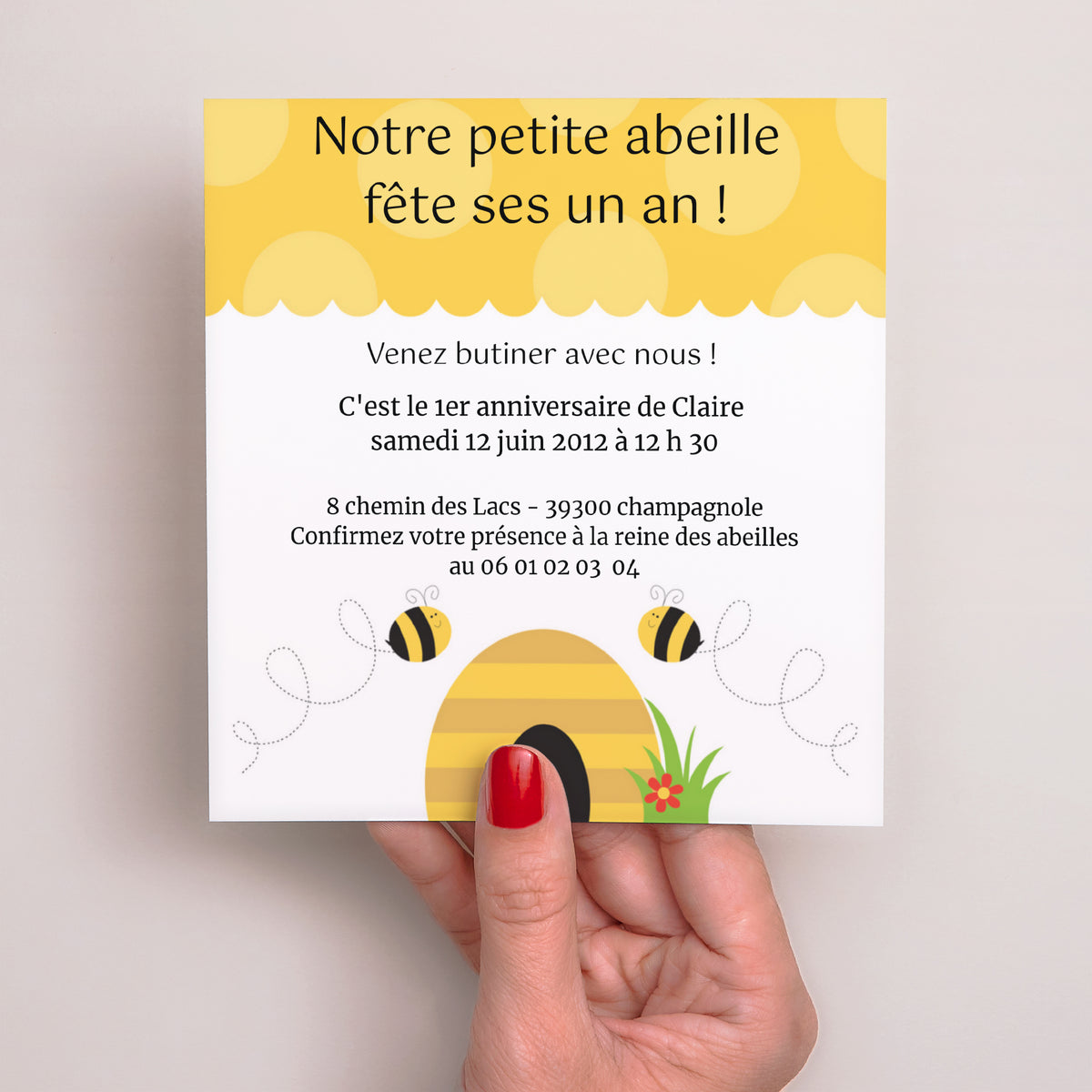 Invitations Anniversaire Enfant Carré La belle abeille photo N° 2