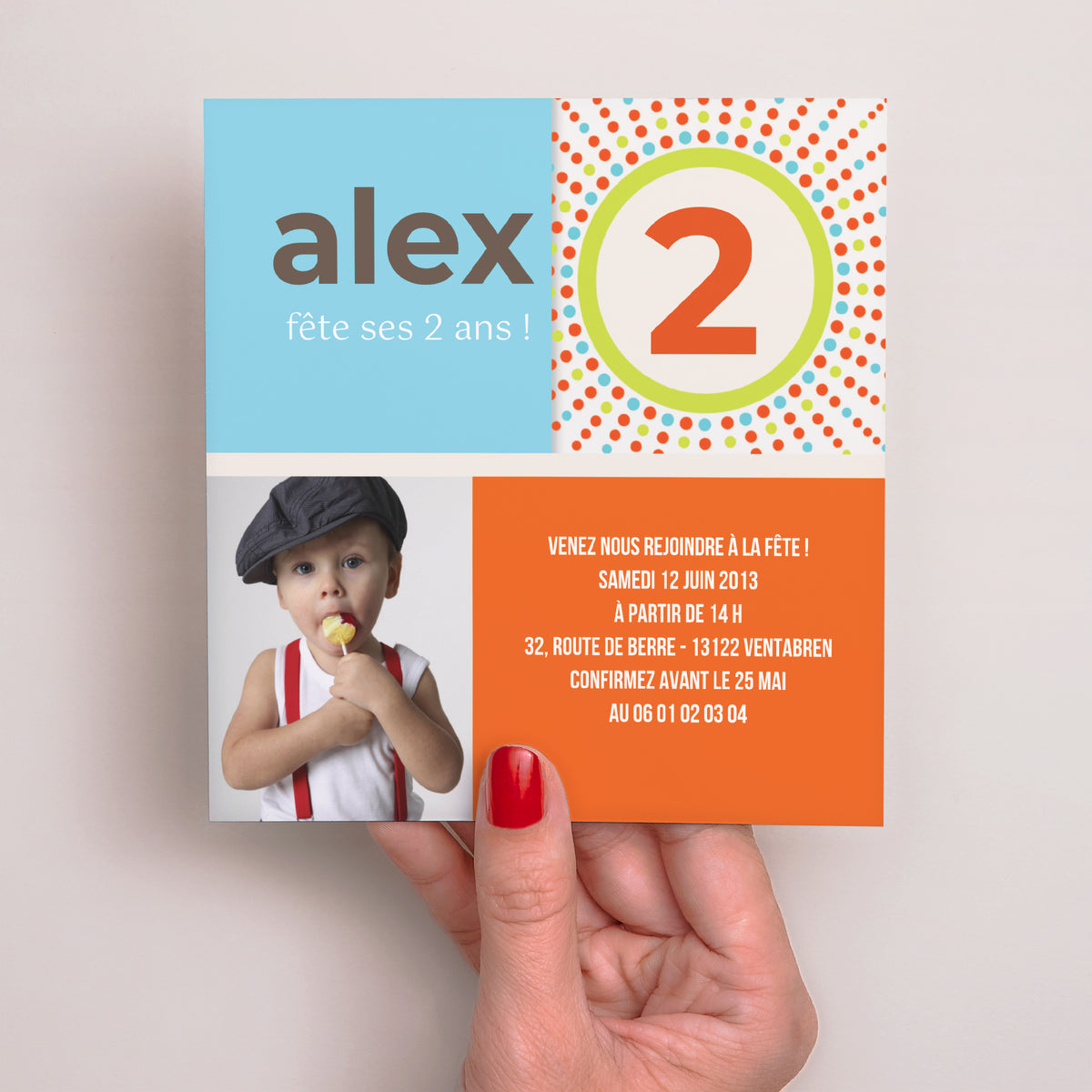 Invitations Anniversaire Enfant Carré Deux étincelles photo N° 2