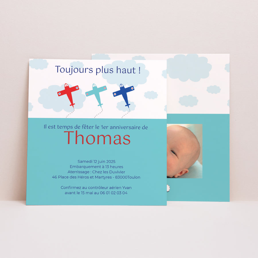 Invitations Anniversaire Enfant Carré Décollage immédiat photo