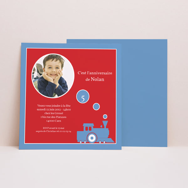 Invitations Anniversaire Enfant Carré Un petit train photo