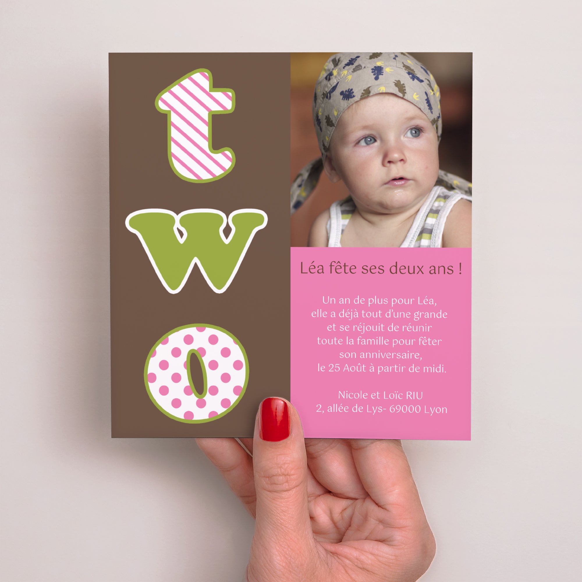 Invitations Anniversaire Enfant Carré 2 ans photo N° 2