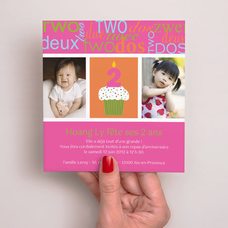 Invitations Anniversaire Enfant Carré Compte jusqu'à 2