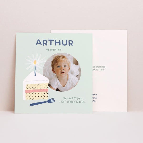 Invitations Anniversaire Enfant Carré La cerise sur le gâteau photo