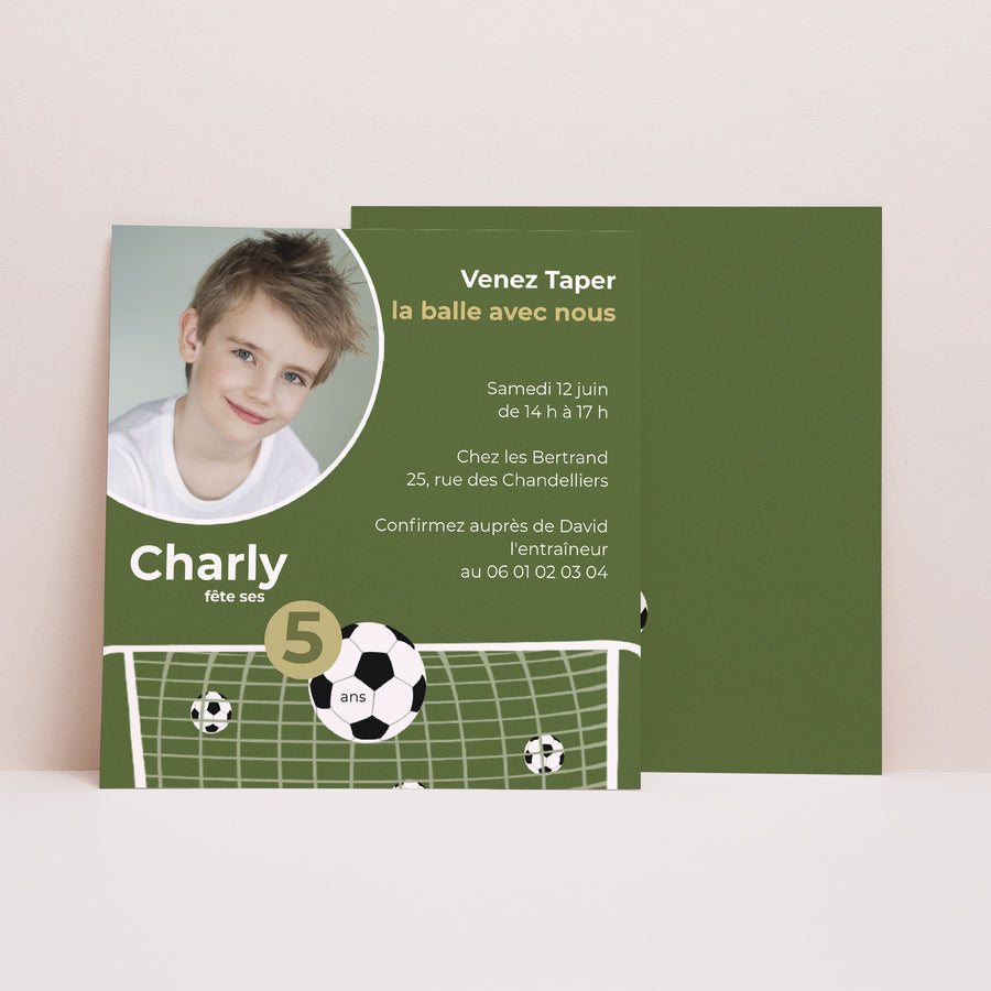 Invitations Anniversaire Enfant Carré Partie de Football photo