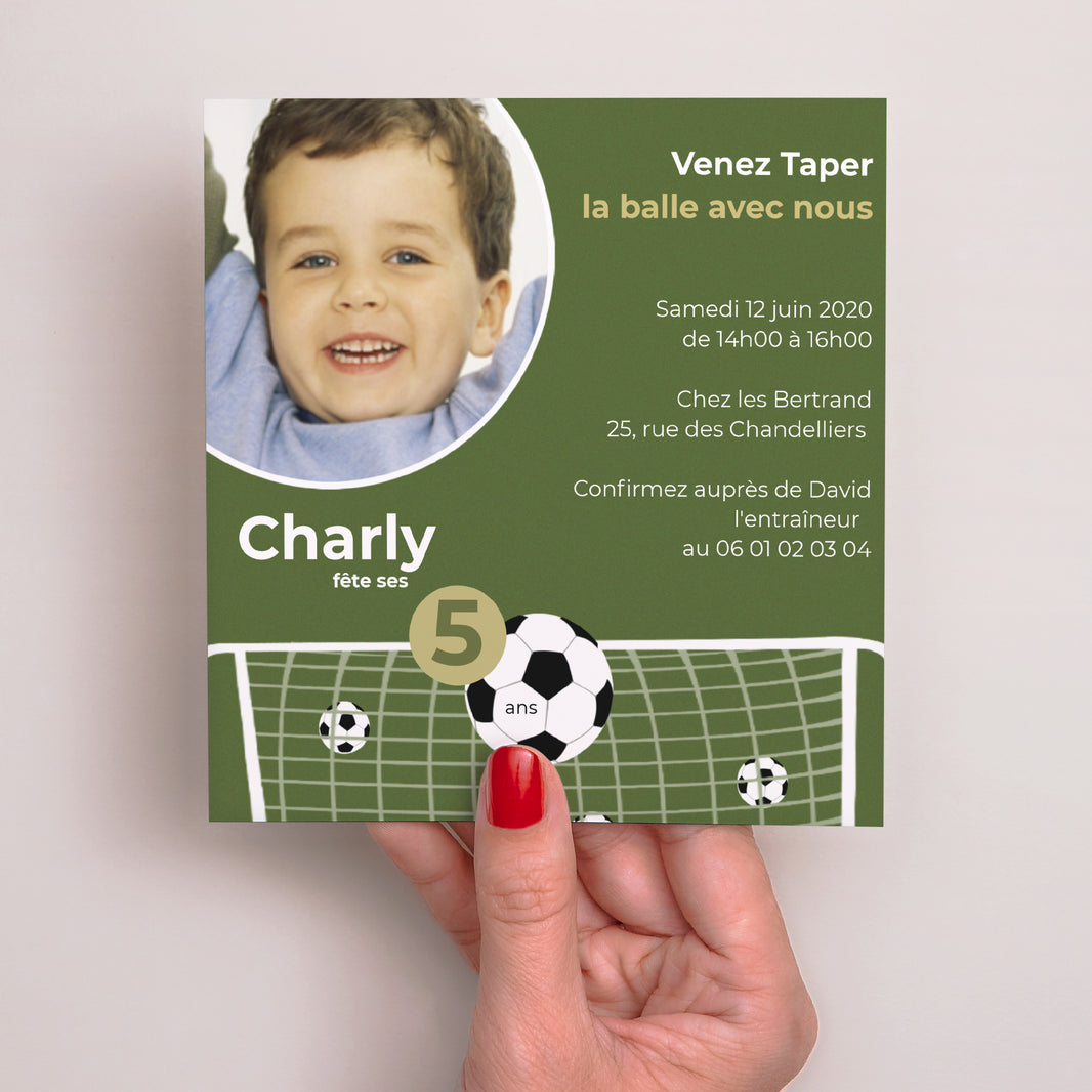 Invitations Anniversaire Enfant Carré Partie de Football photo N° 2