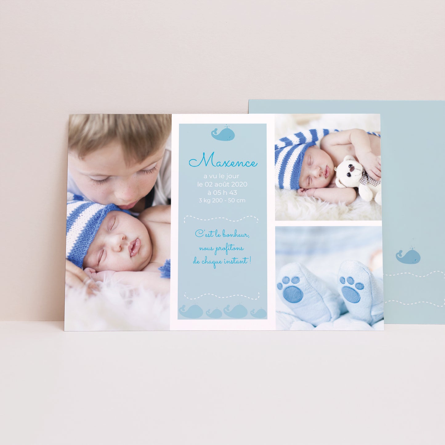 Faire-part Naissance Paysage Bébé Baleine bleue photo N° 1