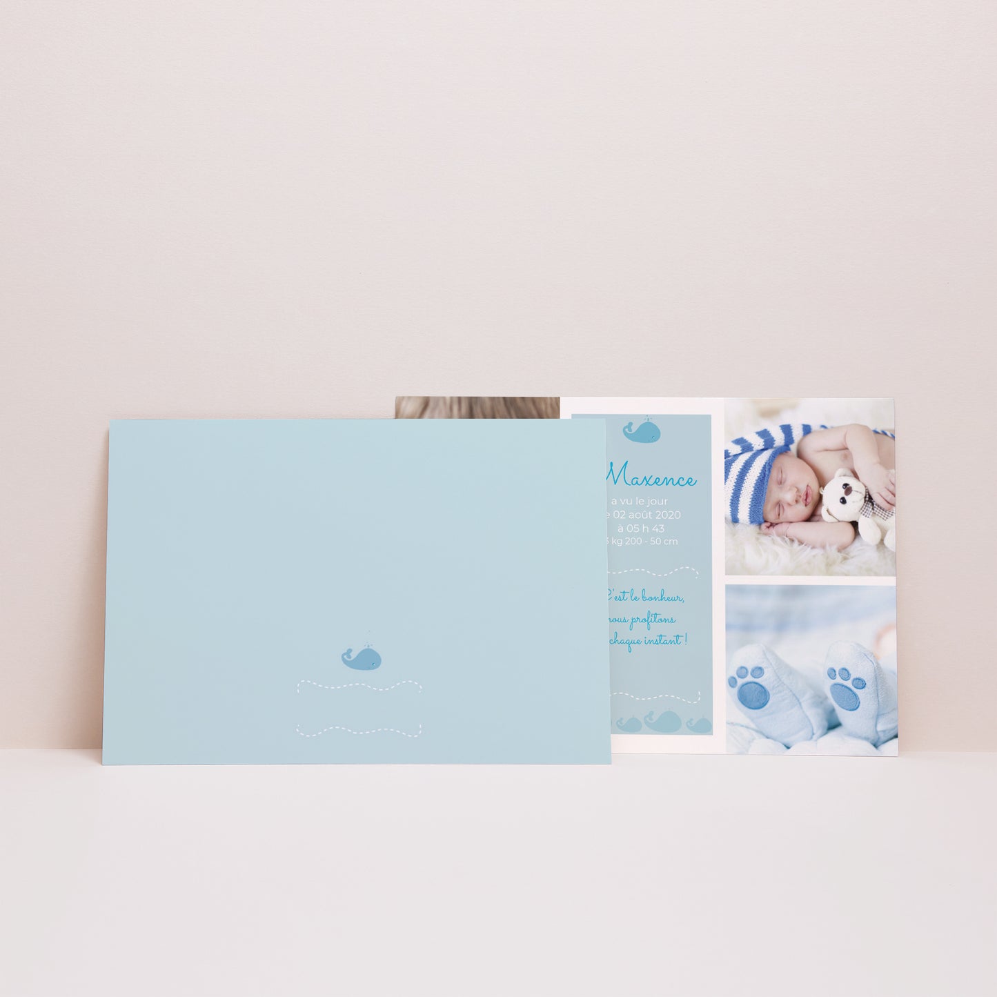 Faire-part Naissance Paysage Bébé Baleine bleue photo N° 2