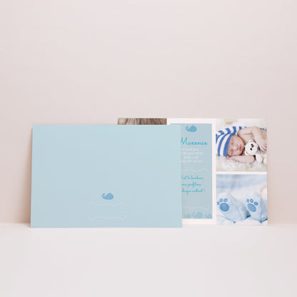 Faire-part Naissance Paysage Bébé Baleine bleue photo N° 2