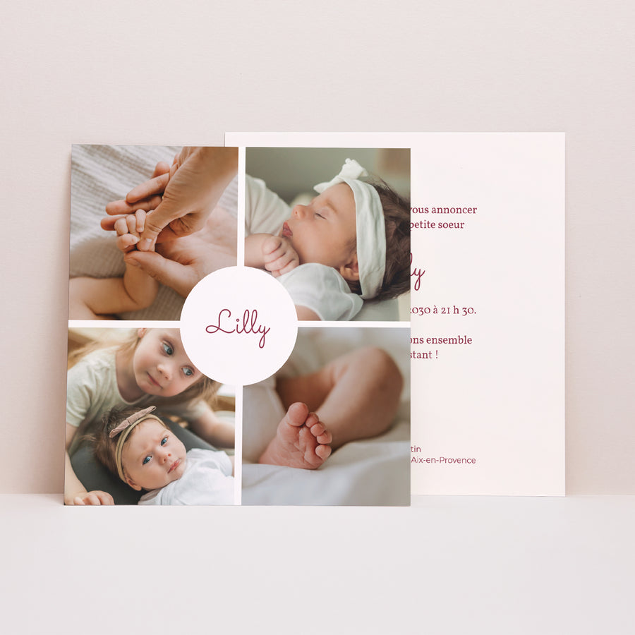 Faire-part Naissance Carré Bonne nouvelle photo