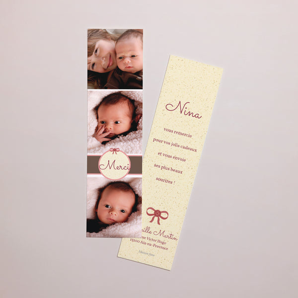 Remerciements Naissance Marque-page Bonne nouvelle photo
