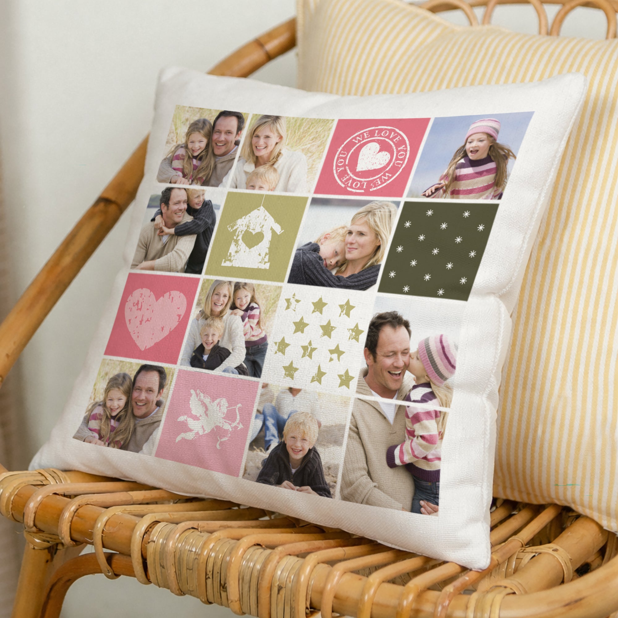 Coussin Objets Beige naturel Je t'aime photo N° 1