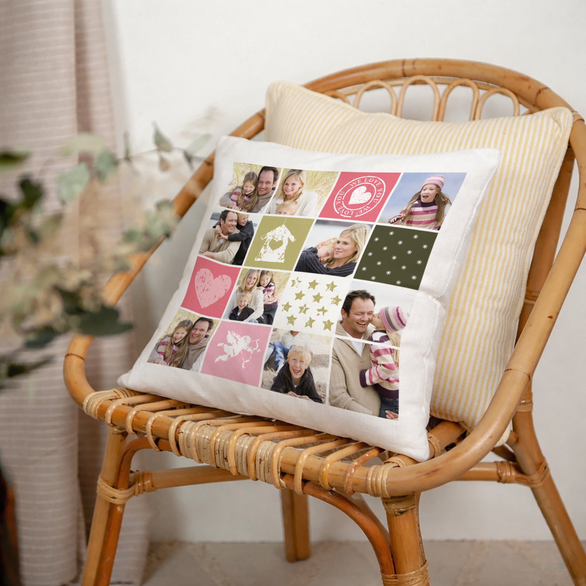 Coussin Objets Beige naturel Je t'aime photo N° 2