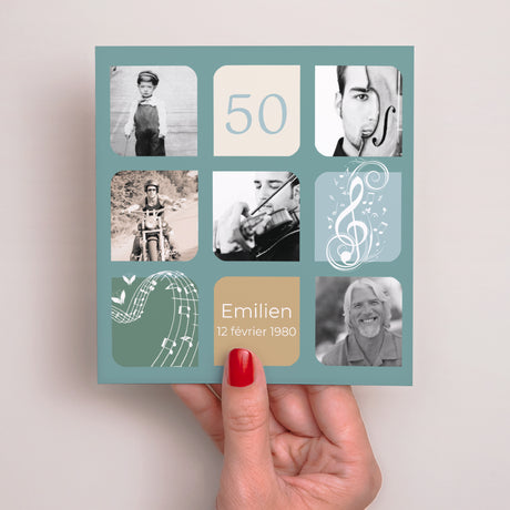 Invitations Anniversaire Adulte Carré Musique ! Multi-photos