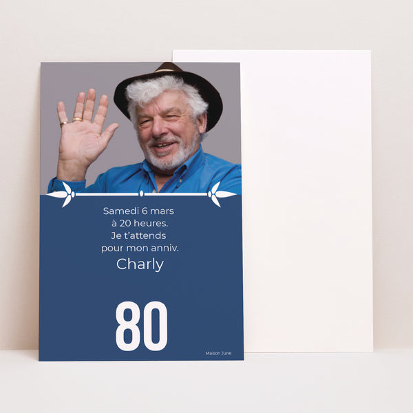 Invitations Anniversaire Adulte Portrait 80 ans photo