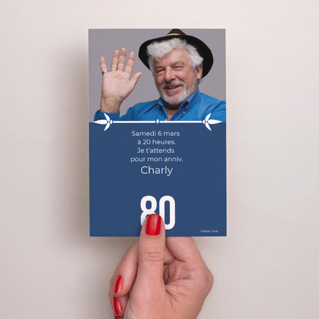 Invitations Anniversaire Adulte Portrait 80 ans