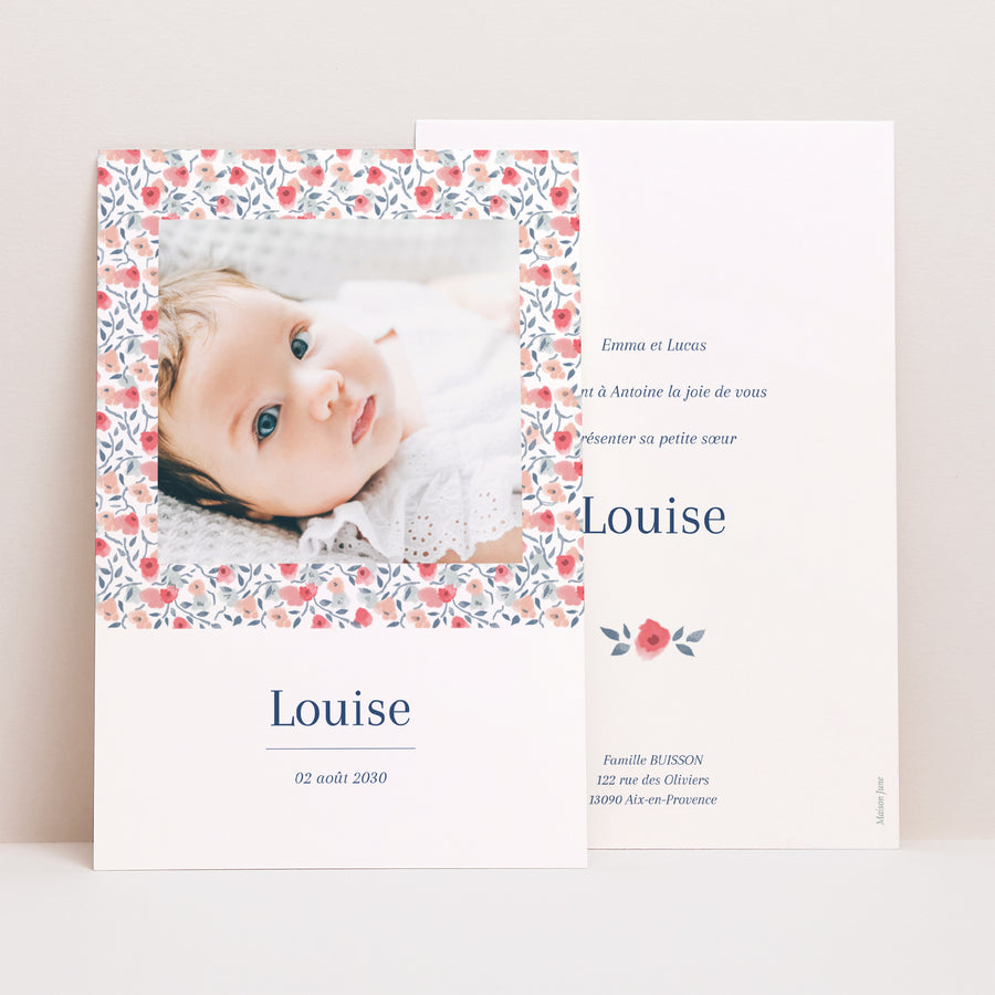Faire-part Naissance Portrait Liberty photo