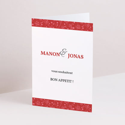 Menu Mariage Double volet portrait Multi-photos et coeurs rouges photo N° 1