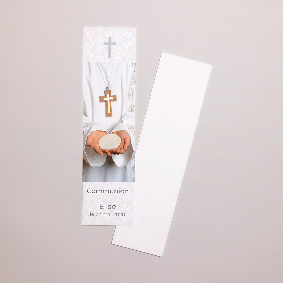 Marque-page Communion Marque-page Profession de foi - Rose photo