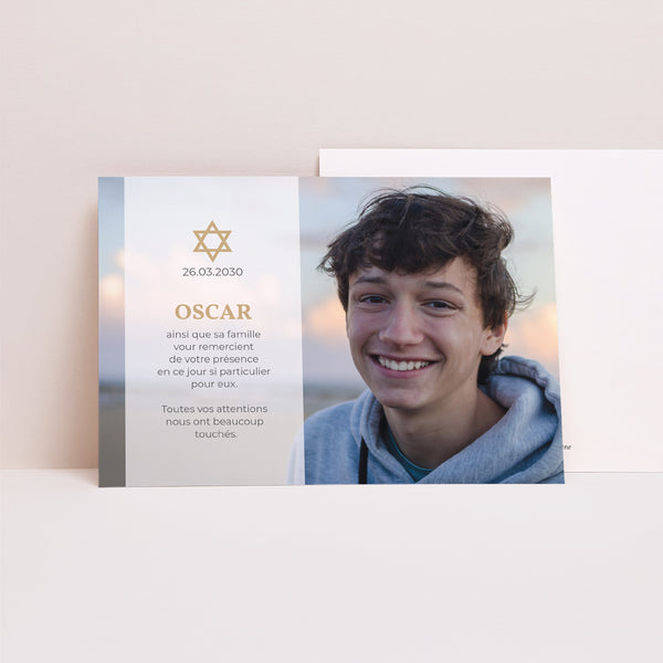 Remerciements Bar Mitzvah Paysage Etoile de David photo