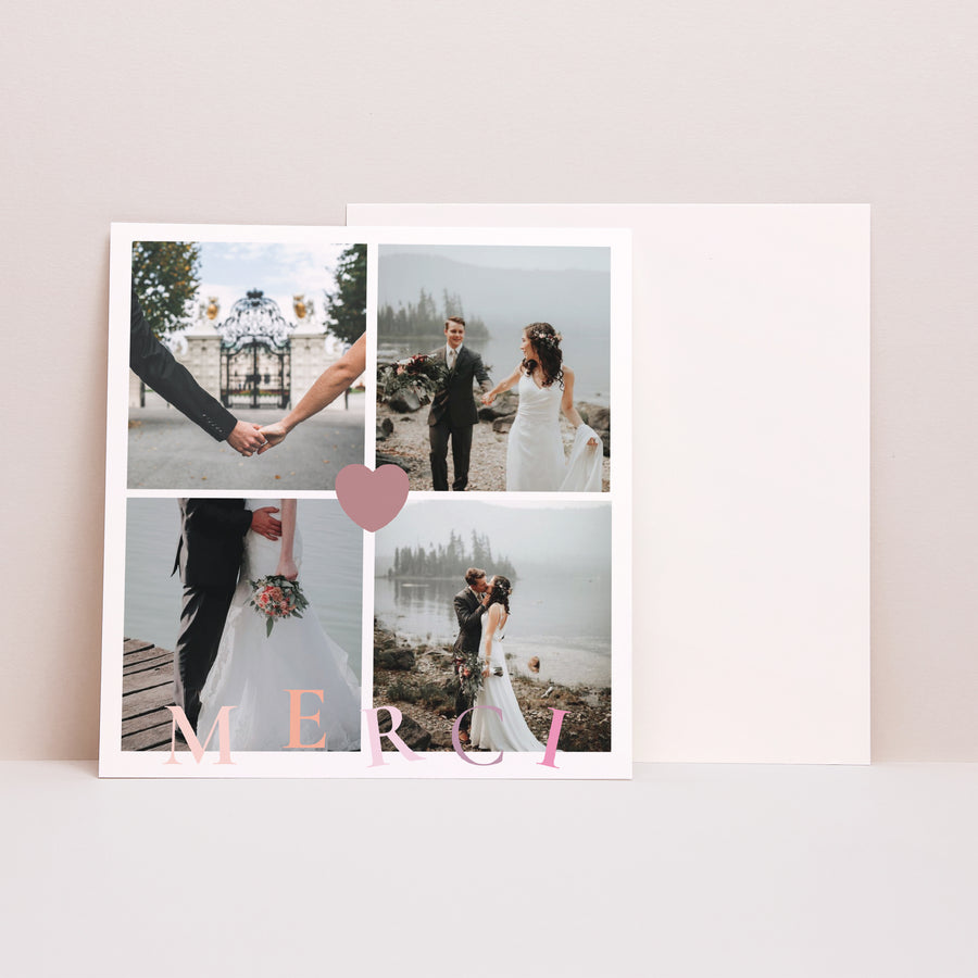 Faire-part Photos Carré Coeur Rose photo
