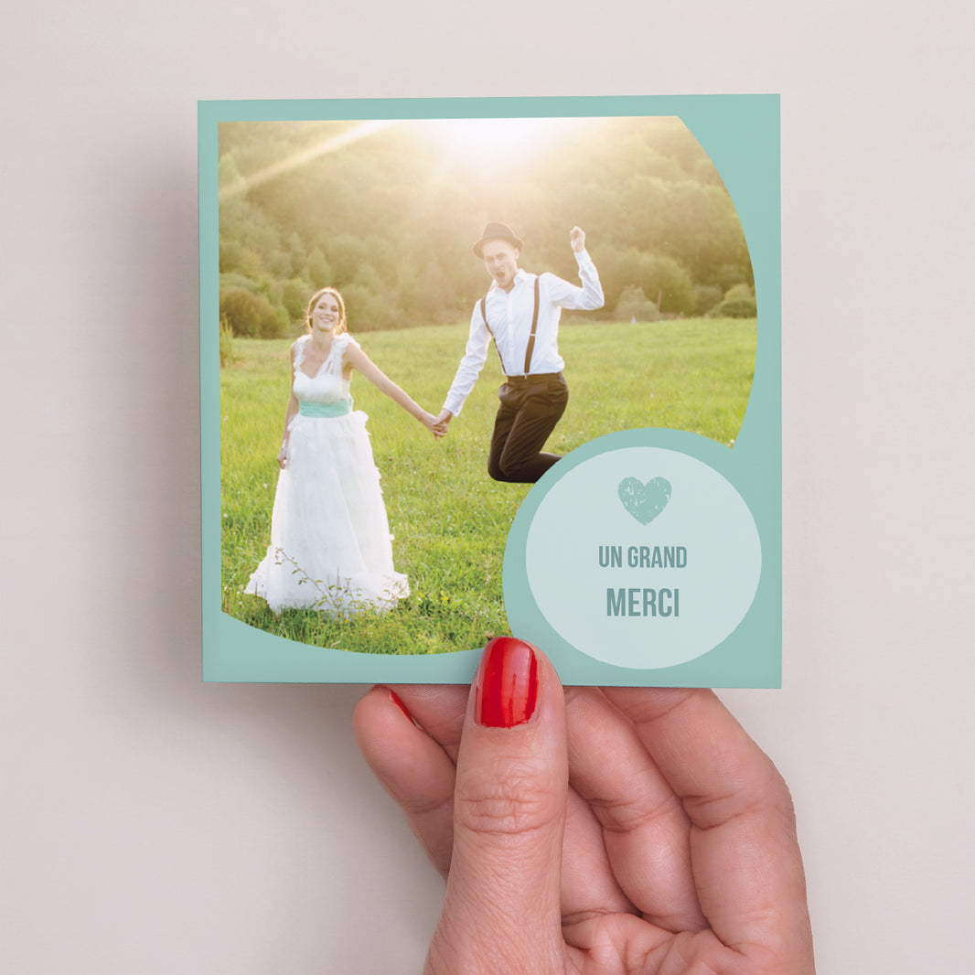 Faire-part Mariage Carré Photo - Bordure Bleue photo N° 2