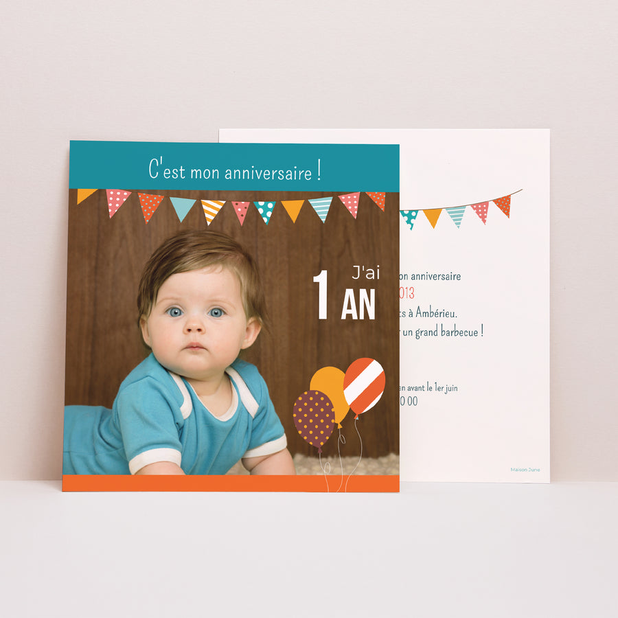 Invitations Anniversaire Enfant Carré C'est la fête photo