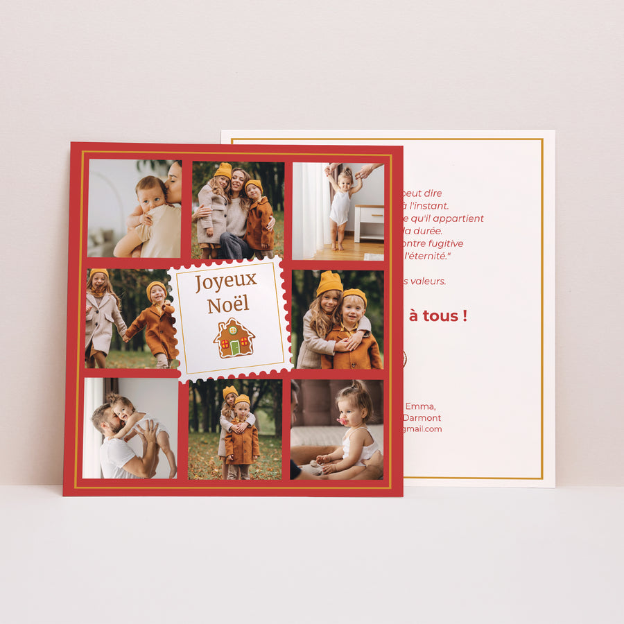 Carte de Noel Fin d'année Carré Revue de L'année - Rouge photo