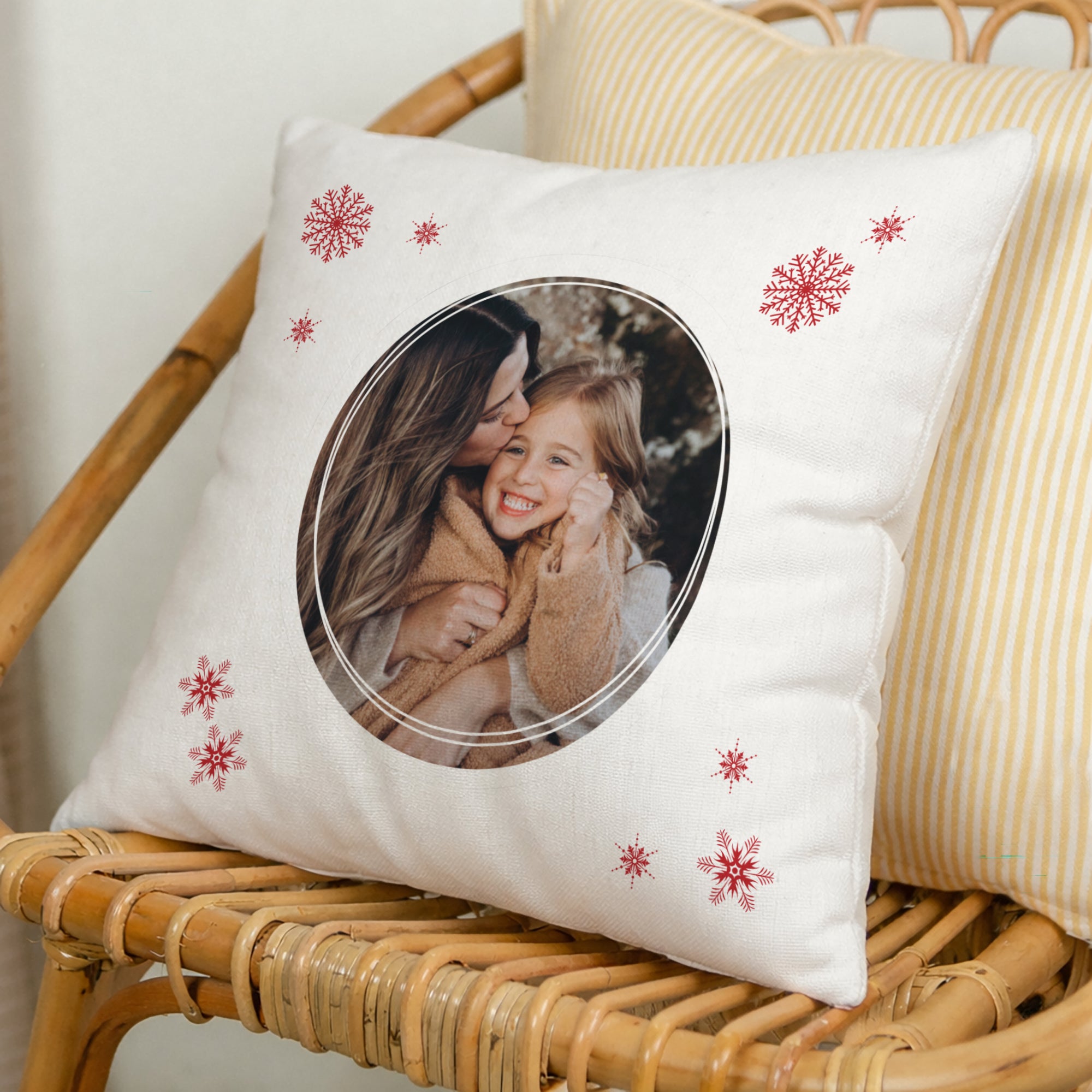 Coussin Objets Beige naturel Coussin personnalisé Noël photo N° 1