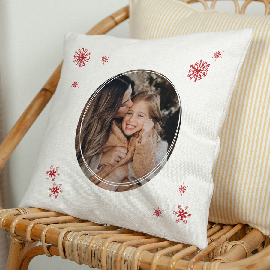 Coussin Objets Beige naturel Coussin personnalisé Noël photo
