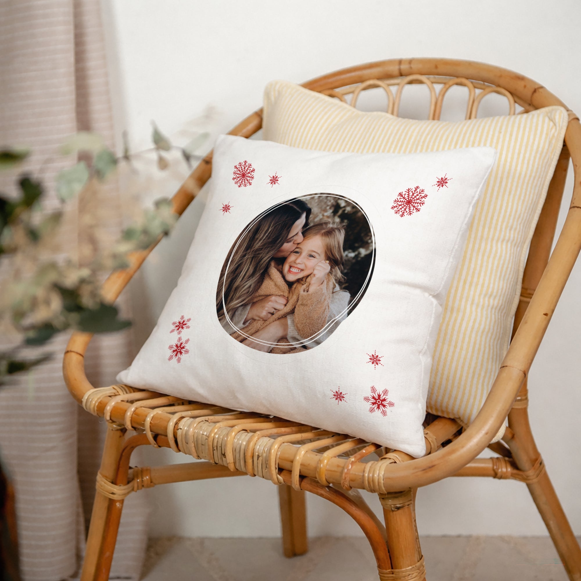 Coussin Objets Beige naturel Coussin personnalisé Noël photo N° 2