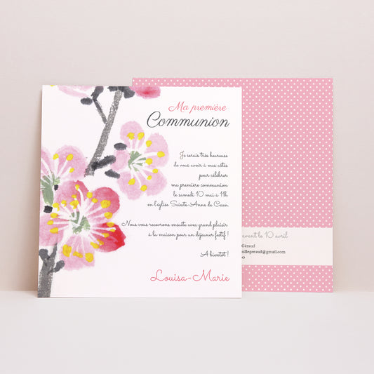 Faire-part Communion Carré Floraison de l'Esprit photo