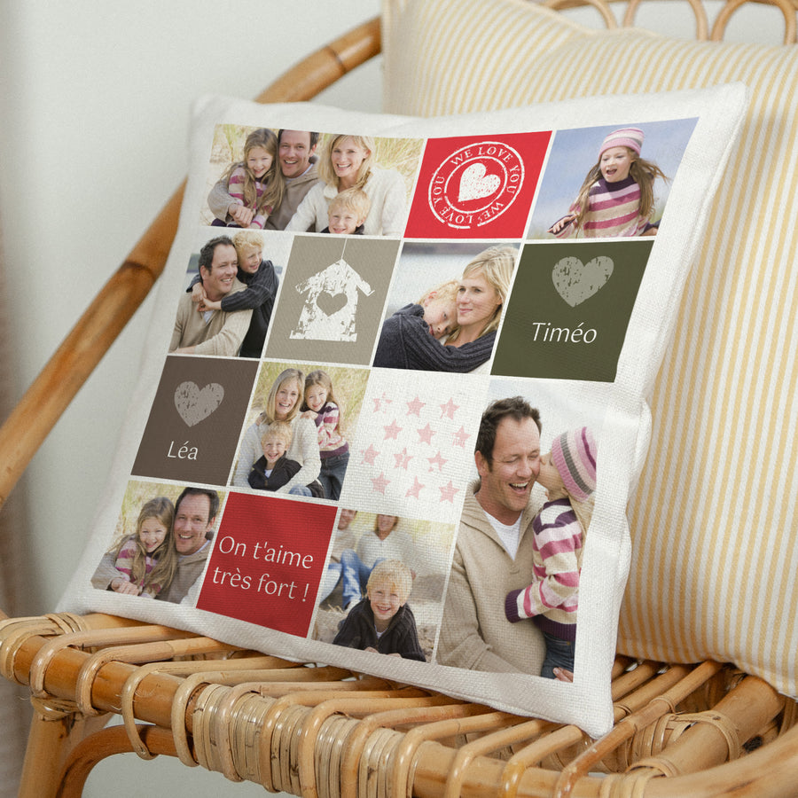 Coussin Objets Beige naturel Bonne fête papa photo