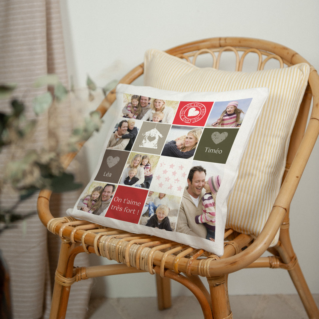 Coussin Objets Beige naturel Bonne fête papa photo N° 2