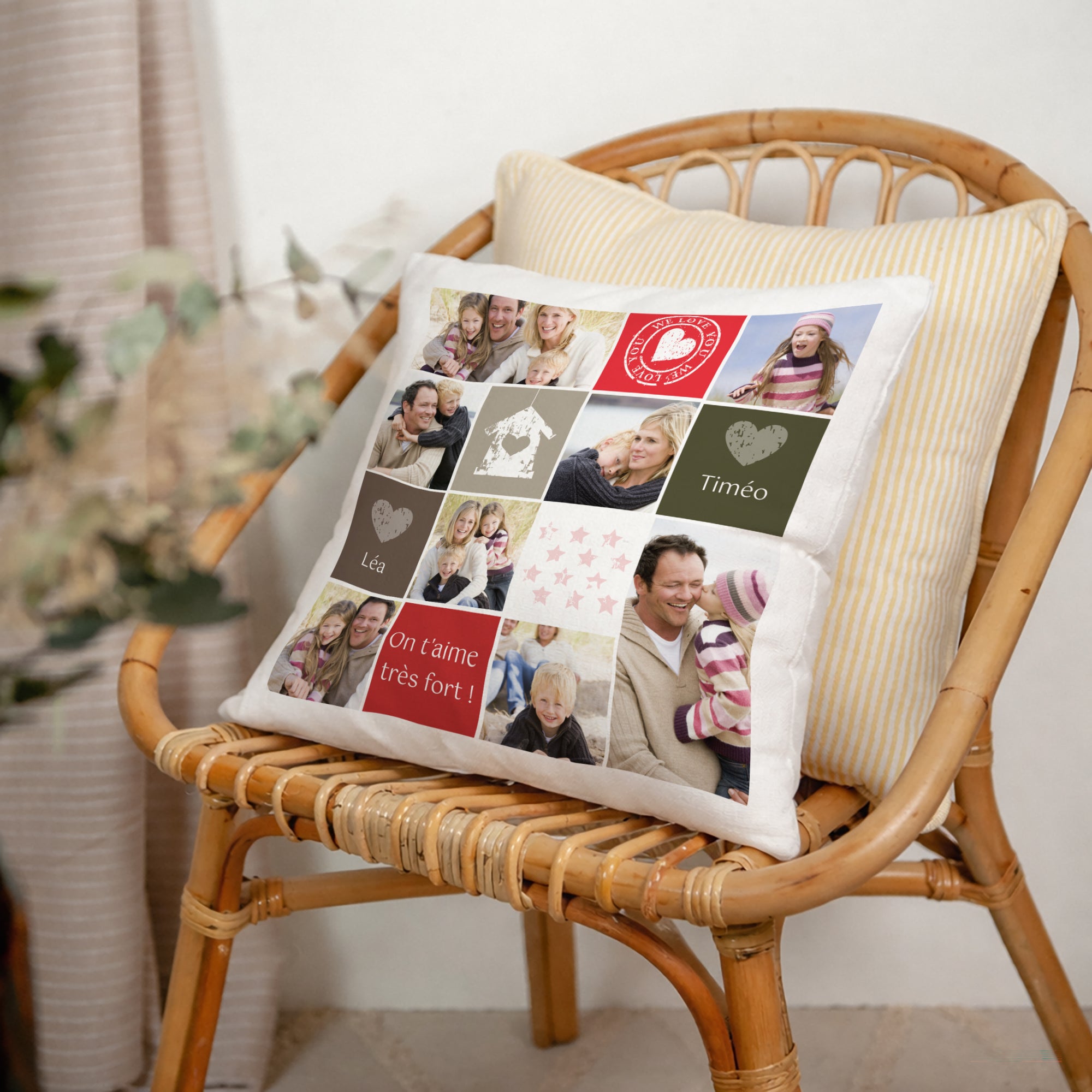 Coussin Objets Beige naturel Bonne fête papa photo N° 2