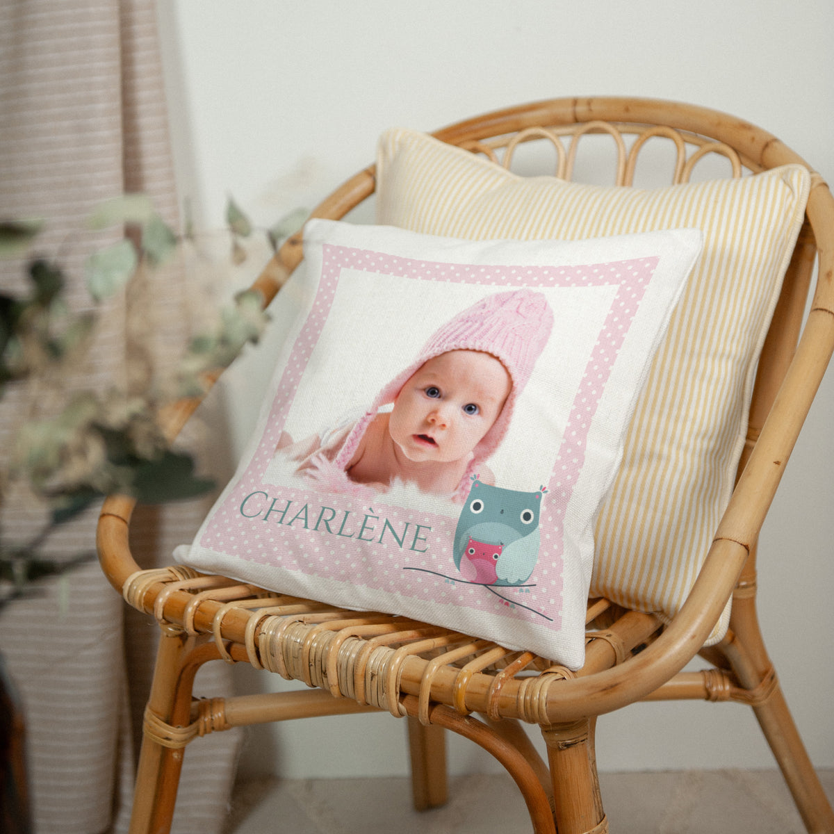 Coussin Objets Beige naturel Coussin à prénom photo N° 2